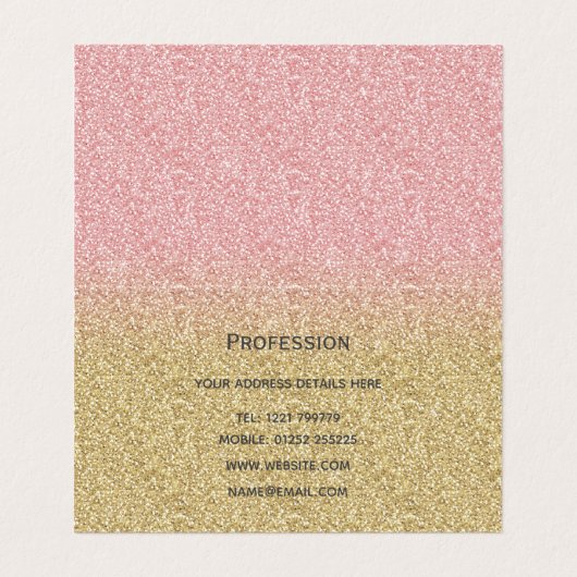 Elegant Gold en Roos Gold Glitter Sparkles Afbeeld Visitekaartje (Binnenkant ongevouwen)