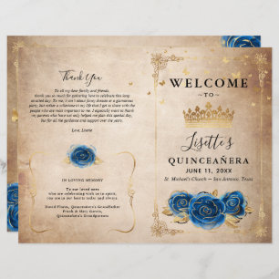 Elegant Gold en Royal Blue Quinceanera Programma