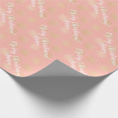 Elegant Gold en roze, aangepast kerstpatroon Cadeaupapier (Hoek)