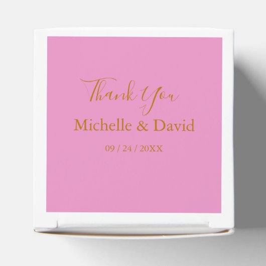 Elegant Gold en roze bruiloft Bedankdoosjes (Bovenkant)