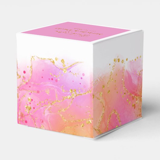 Elegant Gold en roze bruiloft Bedankdoosjes (Achterkant)