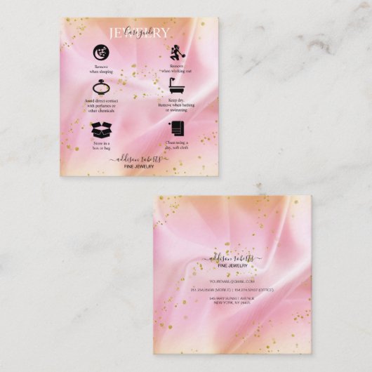 Elegant Gold en roze Glitter Candle Care Vierkante Visitekaartje (Voorkant / Achterkant)