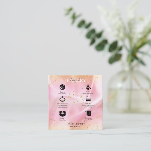Elegant Gold en roze Glitter Candle Care Vierkante Visitekaartje (Staand voorkant)
