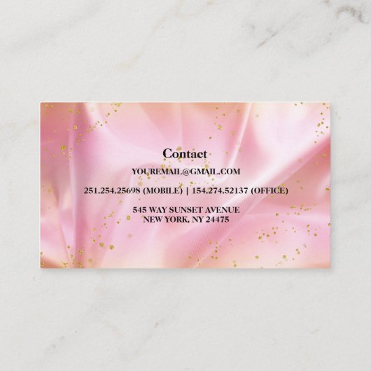 Elegant Gold en Roze Glitter Visitekaartje (Achterkant)