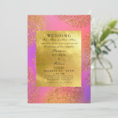 Elegant Gold en roze Indiase stijl bruiloft Kaart (Staand voorkant)