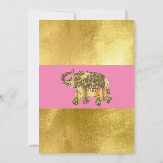 Elegant Gold en roze Indiase stijl bruiloft Kaart (Achterkant)