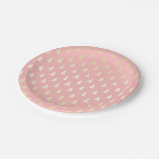 Elegant Gold en roze kerstboompatroon Papieren Bordje (Gekanteld)