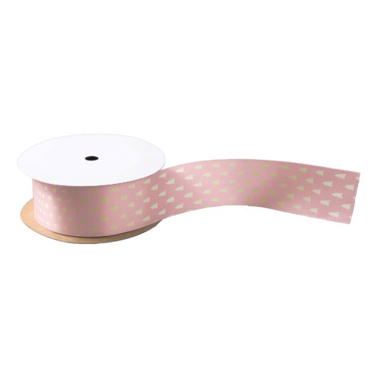 Elegant Gold en roze kerstboompatroon Satijnen Lint (Spoel)