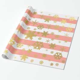 Elegant Gold en roze kerstboomschilderpatroon Cadeaupapier