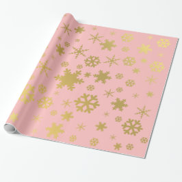 Elegant Gold en roze kerstboomschilderpatroon Cadeaupapier