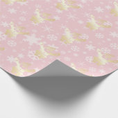 Elegant Gold en roze kerstkerstkerstkerstpatronen Cadeaupapier (Hoek)