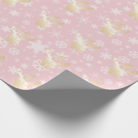 Elegant Gold en roze kerstkerstkerstkerstpatronen Cadeaupapier (Hoek)