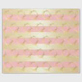 Elegant Gold en roze kerstpatronen Cadeaupapier (Vlak)