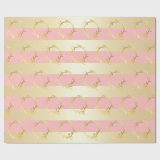 Elegant Gold en roze kerstpatronen Cadeaupapier (Vlak)