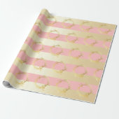 Elegant Gold en roze kerstpatronen Cadeaupapier (Uitgerold)