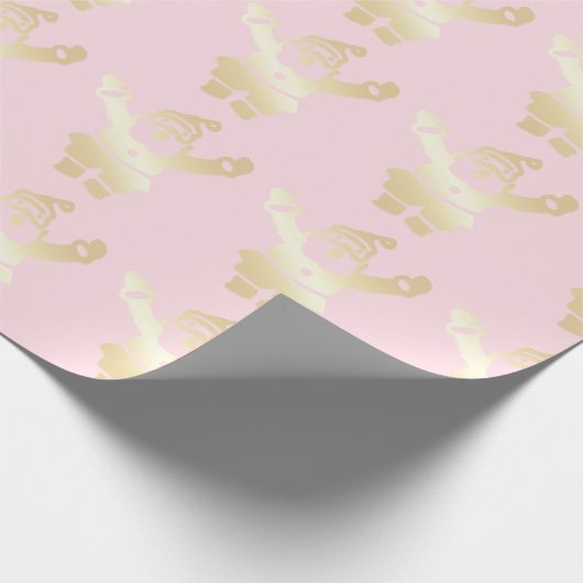 Elegant Gold en roze kerstreces Cadeaupapier (Hoek)