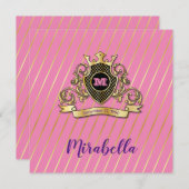 Elegant Gold en Roze Monagram Fashioned Design Kaart (Voorkant / Achterkant)