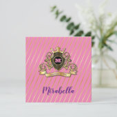 Elegant Gold en Roze Monagram Fashioned Design Kaart (Staand voorkant)