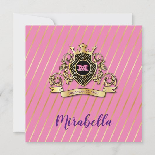 Elegant Gold en Roze Monagram Fashioned Design Kaart (Achterkant)