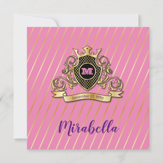 Elegant Gold en Roze Monagram Fashioned Design Kaart (Voorkant)