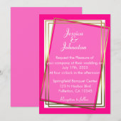 Elegant Gold en Roze Wedding Invitation Kaart (Voorkant / Achterkant)