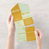 Elegant Gold en Silver Chic Modern Classy Wedding All In One Uitnodiging (Afscheurbaar)