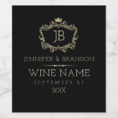 Elegant Gold en Silver Crown Lijst Wijn Etiket (Enkel label)