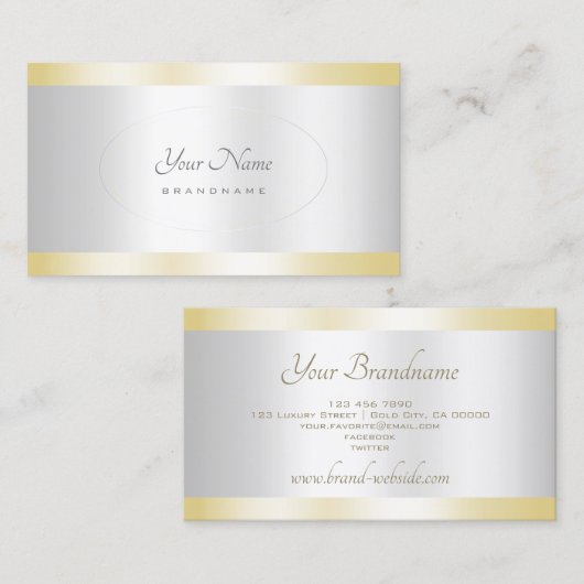 Elegant Gold- en Silver Effect Design Professional Visitekaartje (Voorkant / Achterkant)