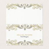 Elegant Gold en Silver Floral Swirls Lace Visitekaartje (Buitenkant ongevouwen)