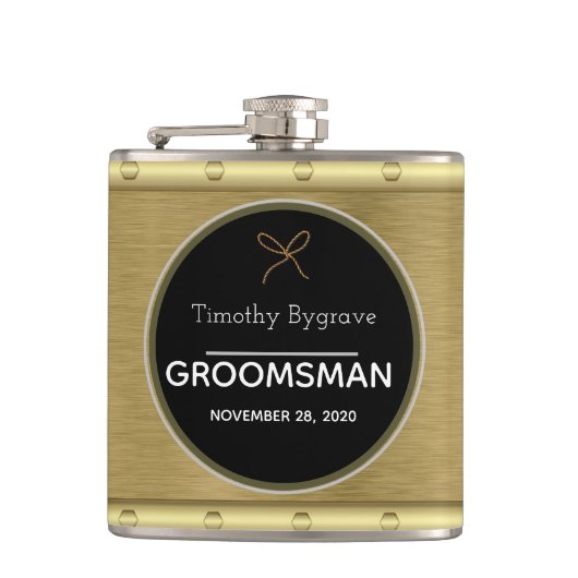 Elegant Gold en Silver Groomsman Favor Heupfles (Voorkant)