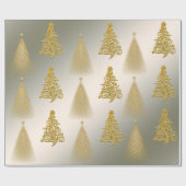 Elegant Gold en Silver-kerstboom Cadeaupapier (Vlak)