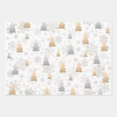 Elegant Gold en Silver-kerstboom Snowflake Inpakpapier Vel (Voorkant)