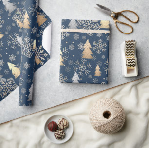 Elegant Gold en Silver-kerstboomkleppen Cadeaupapier