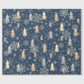 Elegant Gold en Silver-kerstboomkleppen Cadeaupapier (Vlak)