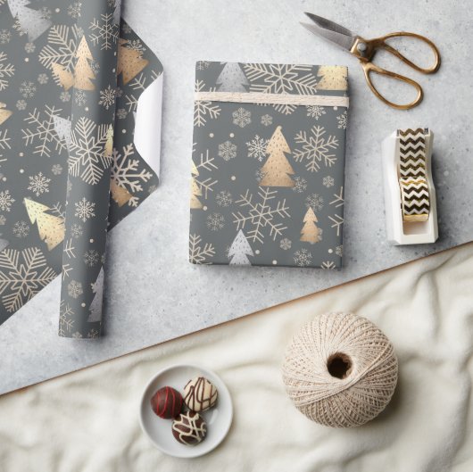 Elegant Gold en Silver-kerstboomkleppen Cadeaupapier (Crafts)