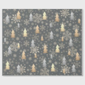 Elegant Gold en Silver-kerstboomkleppen Cadeaupapier (Vlak)