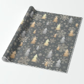 Elegant Gold en Silver-kerstboomkleppen Cadeaupapier (Uitgerold)