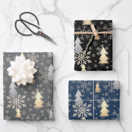 Elegant Gold en Silver-kerstboomkleppen Inpakpapier Vel