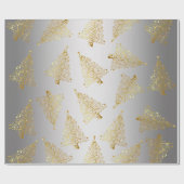 Elegant Gold- en Silver-kerstboompatroon Cadeaupapier (Vlak)