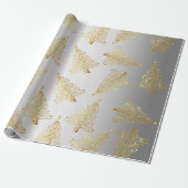 Elegant Gold- en Silver-kerstboompatroon Cadeaupapier (Uitgerold)