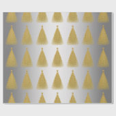 Elegant Gold- en Silver-kerstboompatroon Cadeaupapier (Vlak)
