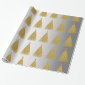 Elegant Gold- en Silver-kerstboompatroon Cadeaupapier (Uitgerold)