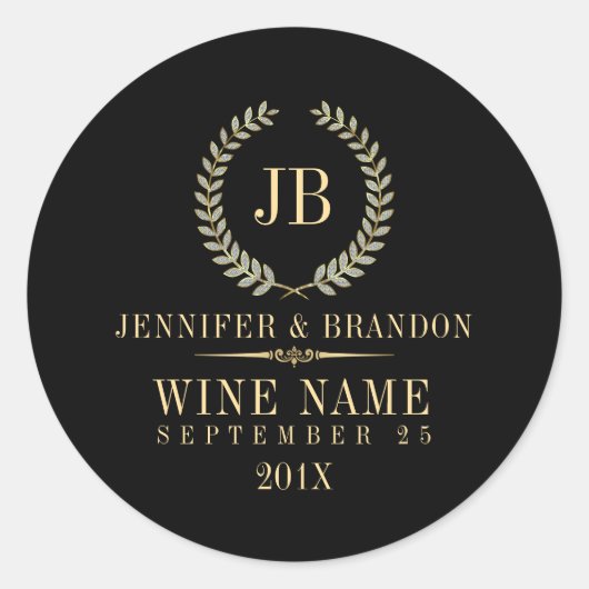 Elegant Gold en Silver Laurel Wreath Ronde Sticker (Voorkant)
