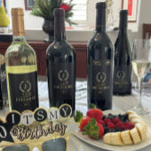 Elegant Gold en Silver Laurel Wreath Wijn Etiket