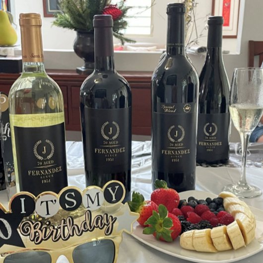 Elegant Gold en Silver Laurel Wreath Wijn Etiket