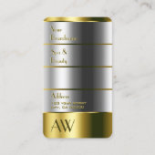 Elegant Gold en Silver met monogram verticaal Visitekaartje (Voorkant)