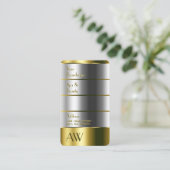 Elegant Gold en Silver met monogram verticaal Visitekaartje (Staand voorkant)