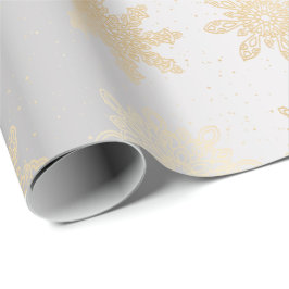 Elegant Gold en Silver Snowflake-kerstpatroon Cadeaupapier