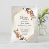 Elegant Gold en Silver Waterverf Floral Kaart (Staand voorkant)