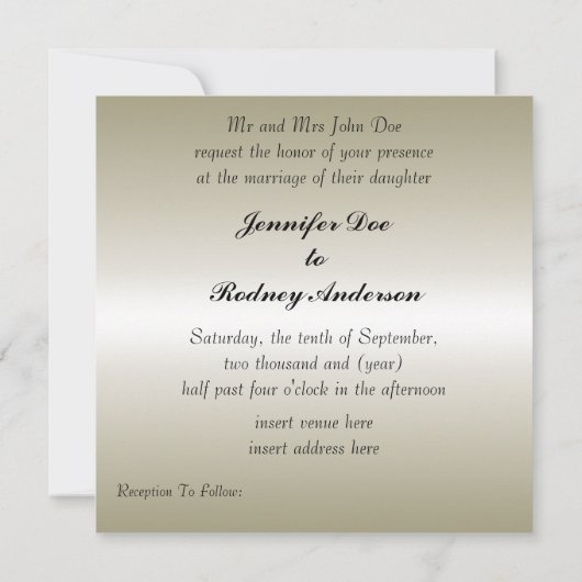 Elegant Gold en Silver Wedding Invitation Kaart (Achterkant)